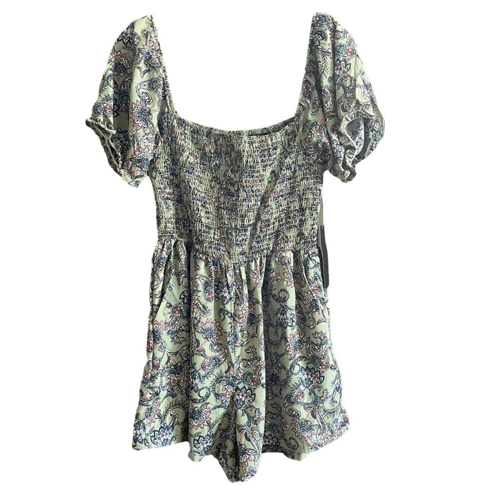 Minette Light Green Floral Romper XL NWT